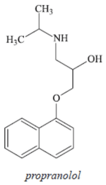 Estrutura do propranolol.