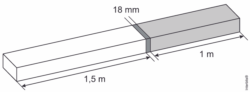 Diagrama original das barras soldadas, com todas as arestas e cotas 18 mm, 1,5 m e 1 m, linhas de chamada e crédito Interbits®.