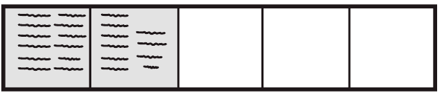 Lousa com quatro partes: três preenchidas no enunciado. Alternativas gráficas preservam um quarto, dois quartos, dois quintos, três quintos e quatro quintos preenchidos; crédito Interbits apenas no último recorte.