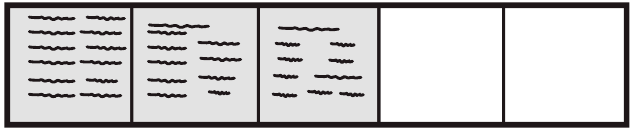 Lousa com quatro partes: três preenchidas no enunciado. Alternativas gráficas preservam um quarto, dois quartos, dois quintos, três quintos e quatro quintos preenchidos; crédito Interbits apenas no último recorte.