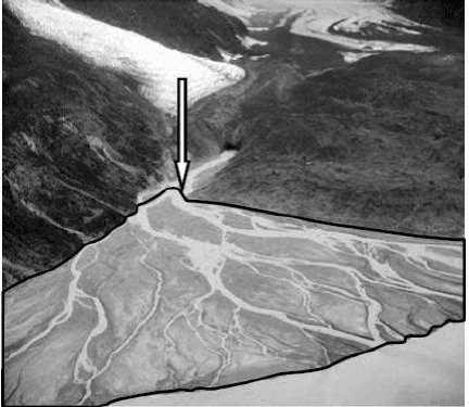 Fotografia de delta fluvial.