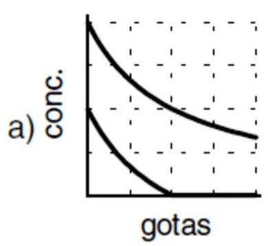 Alternativa a: duas curvas decrescentes; a inferior chega a zero.