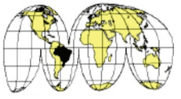 Mapa da alternativa c: projeção interrompida com Brasil destacado. Descrição e crédito em LaTeX.