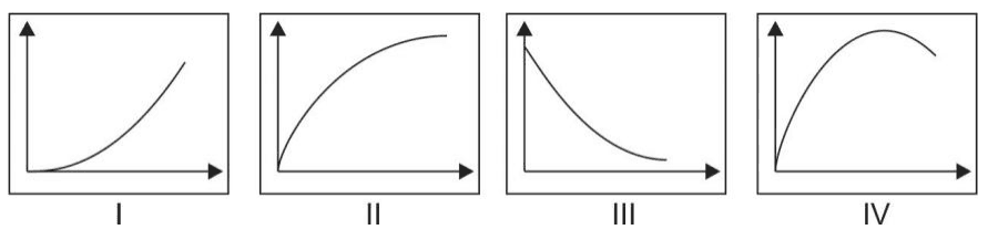 Quatro curvas I, II, III e IV para interpretar posição e velocidade ao longo do tempo.