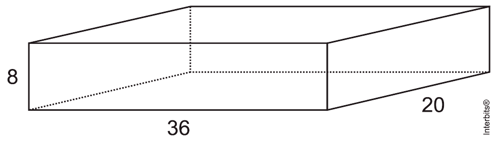Paralelepípedo com dimensões8,20e36; arestas visíveis e ocultas e crédito Interbits® completos.