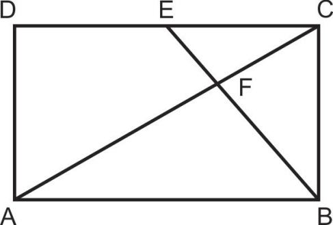 Retângulo ABCD, ponto E em DC e intersecção F de AC com BE.